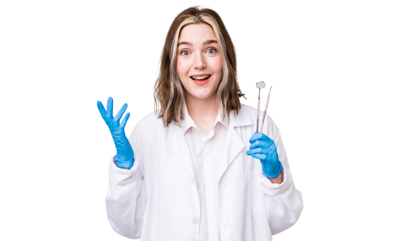 Teeth whitening dentist holding dental tools in Buford GA at Great Smiles Buford Center